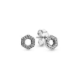 Sparkling Honeycomb Hexagon Stud Earrings