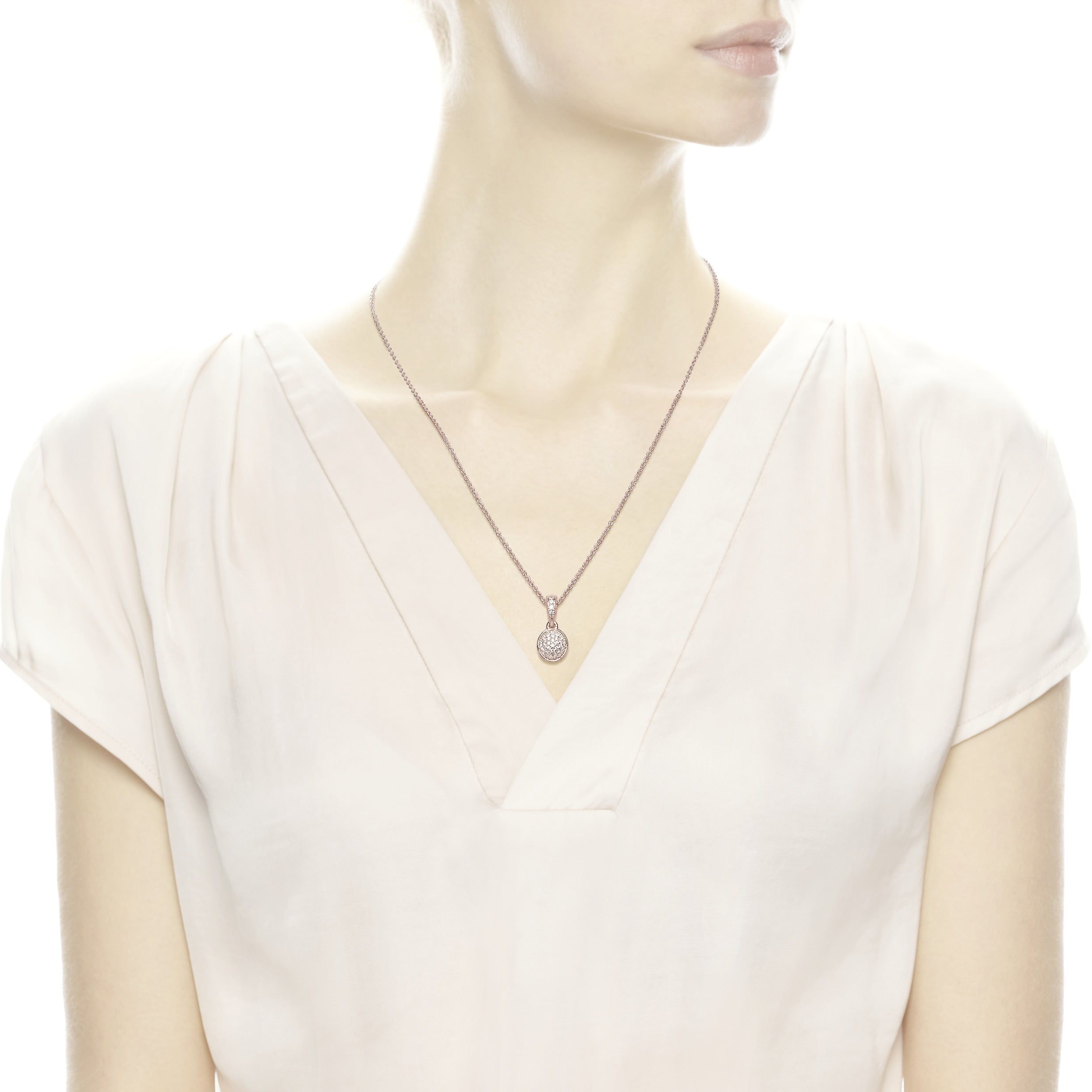 Pendant in 14k with clear cubic zirconia, 8 mm
