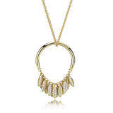 Seeds 14k Gold Plated  pendant with clear cubic zirconia and necklace