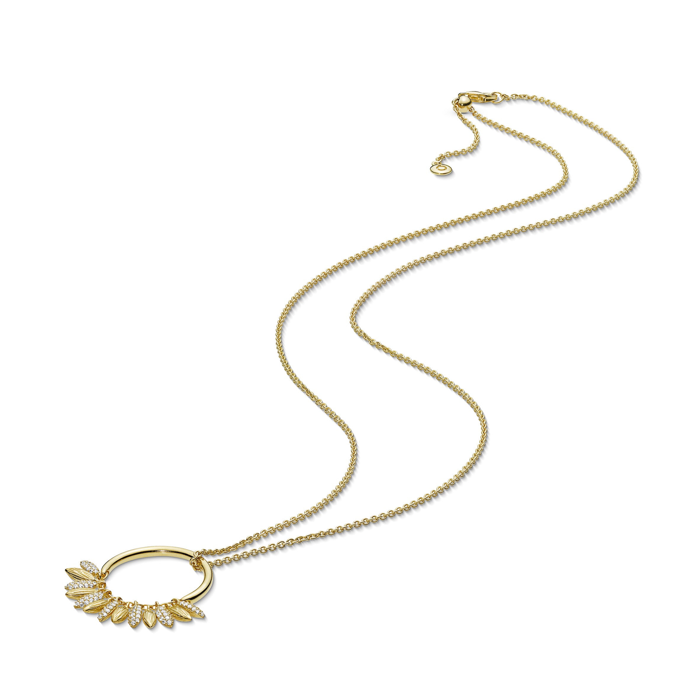 Seeds 14k Gold Plated  pendant with clear cubic zirconia and necklace