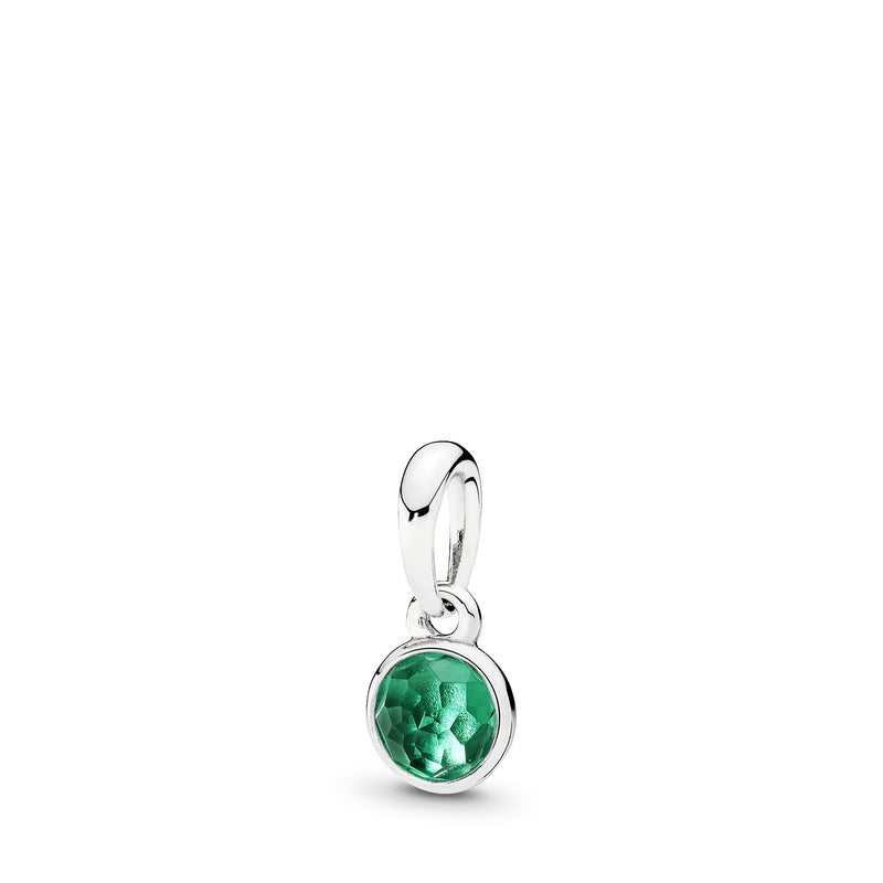 May birthstone silver pendant with royal green crystal