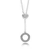 PANDORA logo silver Y-necklace with clear cubic zirconia