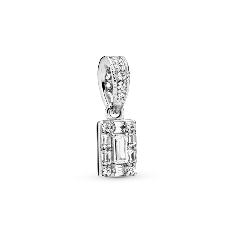 Ice cube silver pendant with clear cubic zirconia