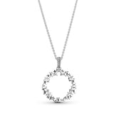 Ice cube silver pendant with clear cubic zirconia and necklace