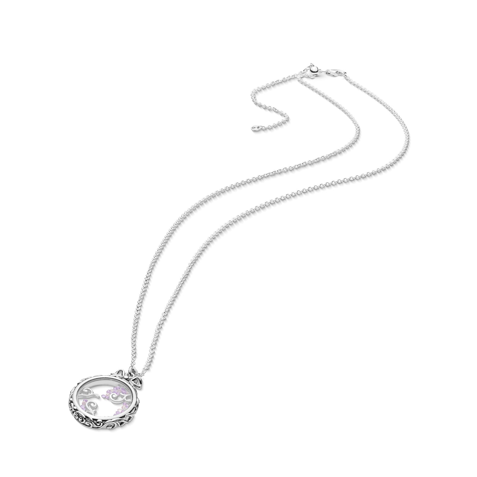 Regal pattern locket silver pendant with fancy pink, fancy purple and –  Pandora Jordan