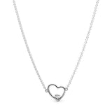 Asymmetrical heart silver collier with clear cubic zirconia