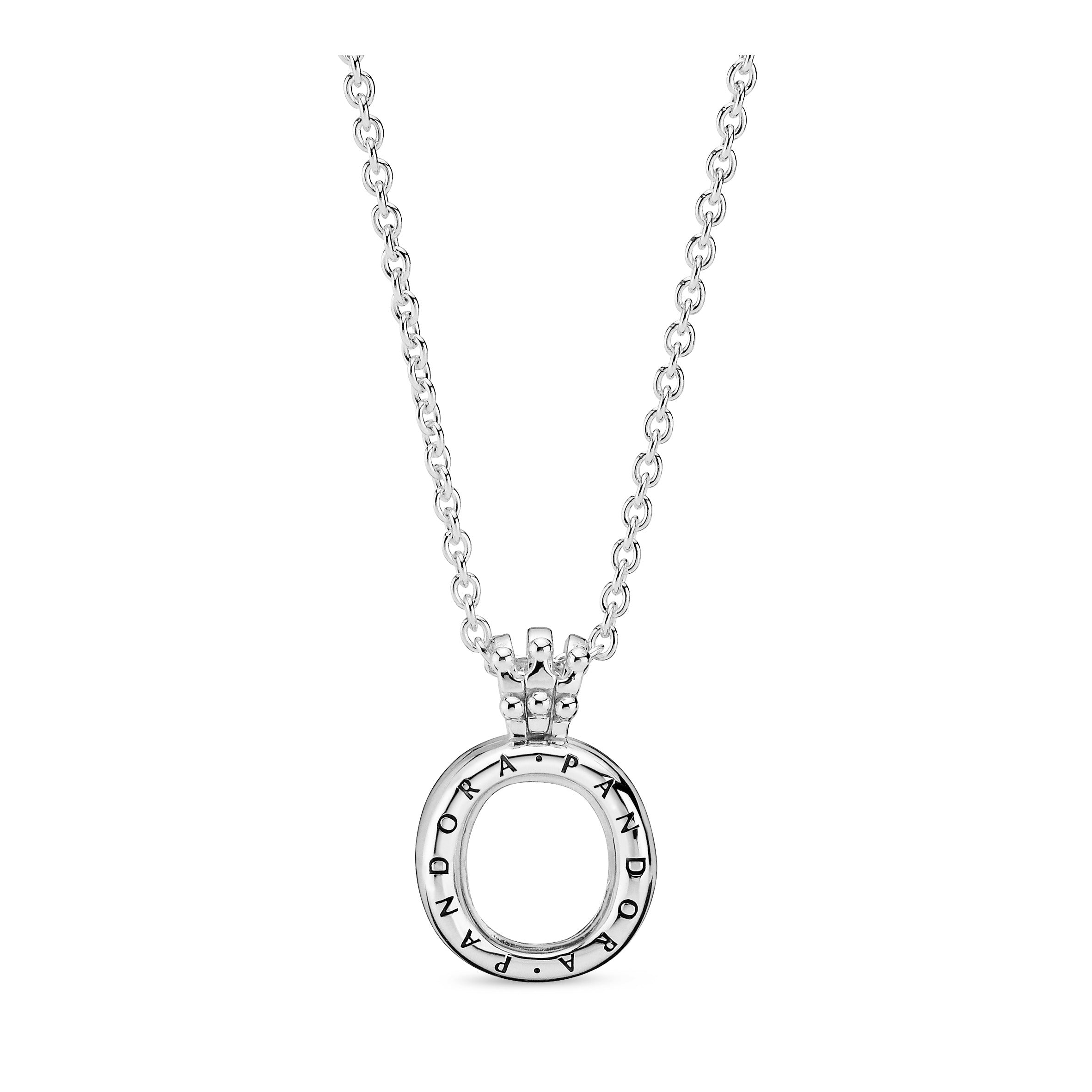 Crown O sterling silver locket pendant with sapphire crystal glass and necklace
