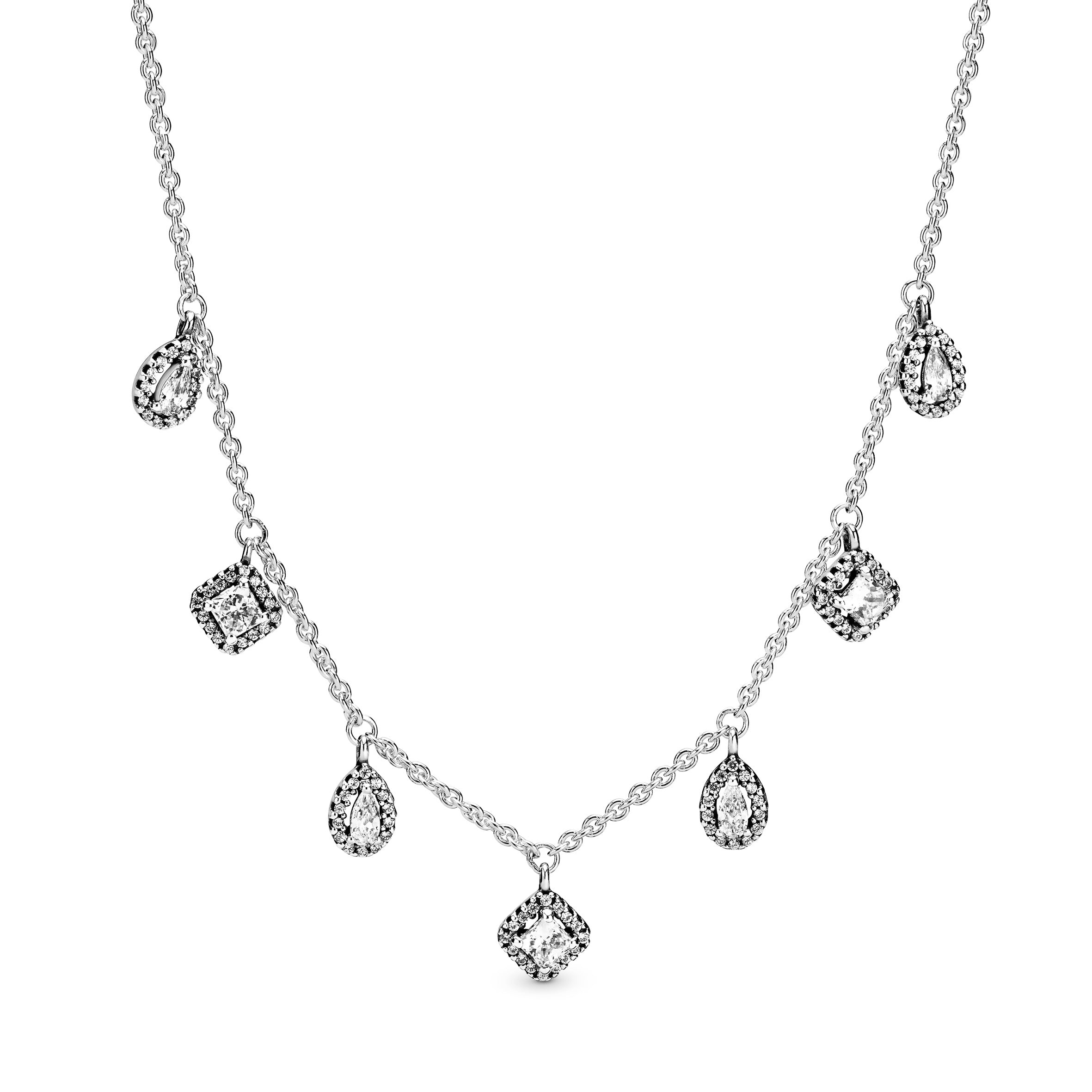 Sterling silver collier with clear cubic zirconia