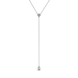 Sterling silver Y-necklace with clear cubic zirconia