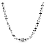Beaded sterling silver necklace with clear cubic zirconia