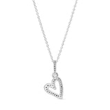 Heart sterling silver pendant with clear cubic zirconia and necklace