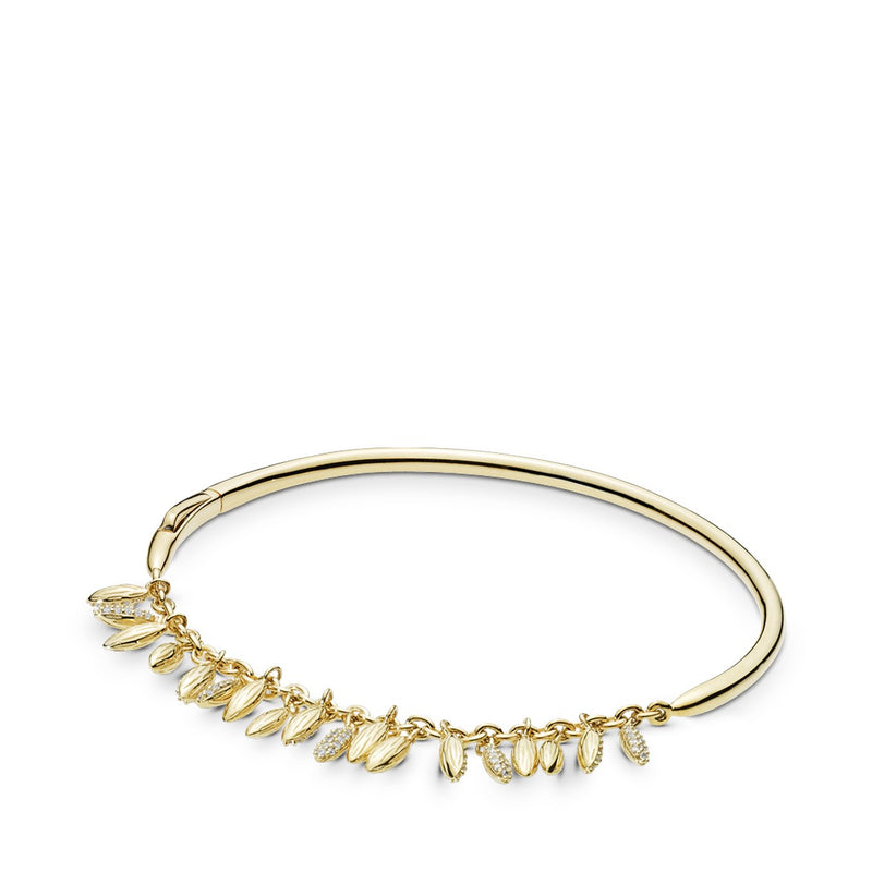 Chained seeds 14k Gold Plated  bracelet with clear cubic zirconia