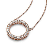 PANDORA logo reversible collier in 14k Rose Gold-plated with clear cubic zirconia