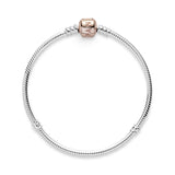 Silver bracelet with 14k Rose Gold-plated clasp