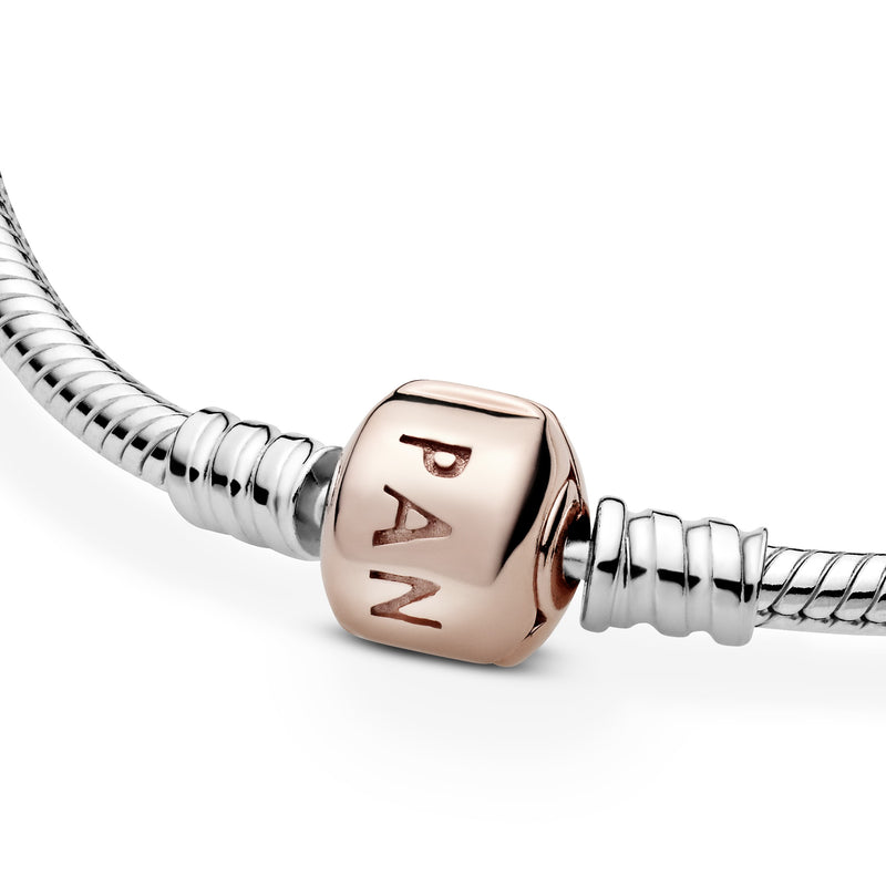 Silver bracelet with 14k Rose Gold-plated clasp