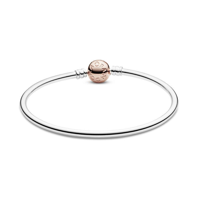 Silver bangle with 14k Rose Gold-plated clasp