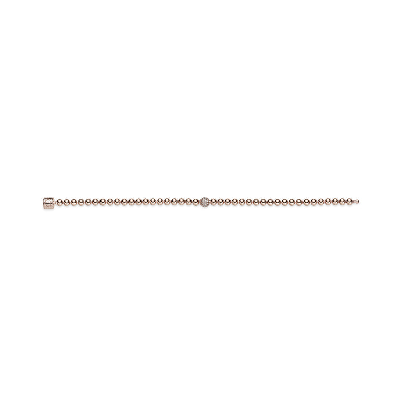 Beaded 14k Rose Gold-plated bracelet with clear cubic zirconia