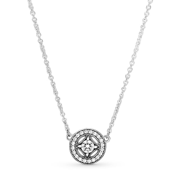 Silver necklace with clear cubic zirconia