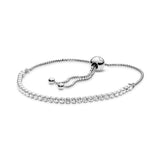 Rhodium plated silver bracelet with clear cubic zirconia