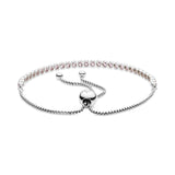 Rhodium plated silver bracelet with pink cubic zirconia