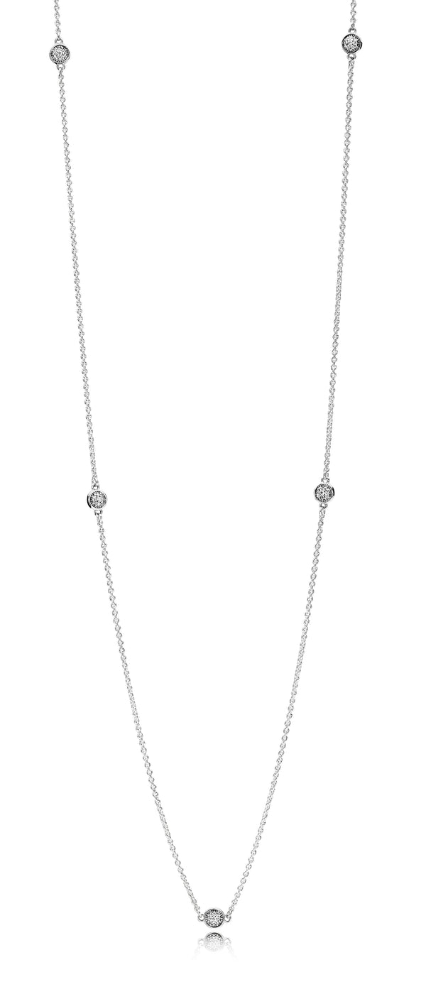 Silver necklace with clear cubic zirconia, 4 mm