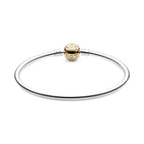 Silver bangle with 14k clasp