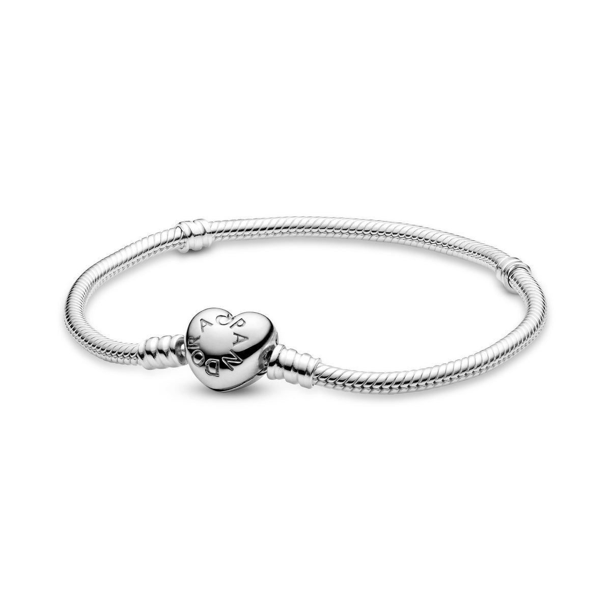 Silver bracelet with heart-shaped clasp - Main Image