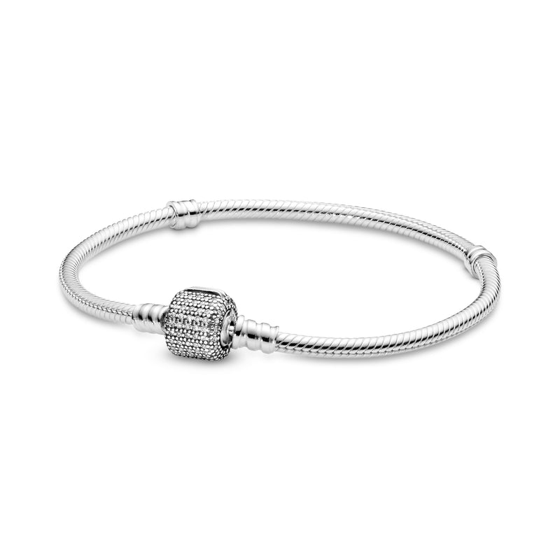 Silver bracelet with clear cubic zirconia