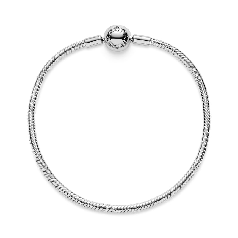 Snake chain silver bracelet with round clasp – Pandora Jordan