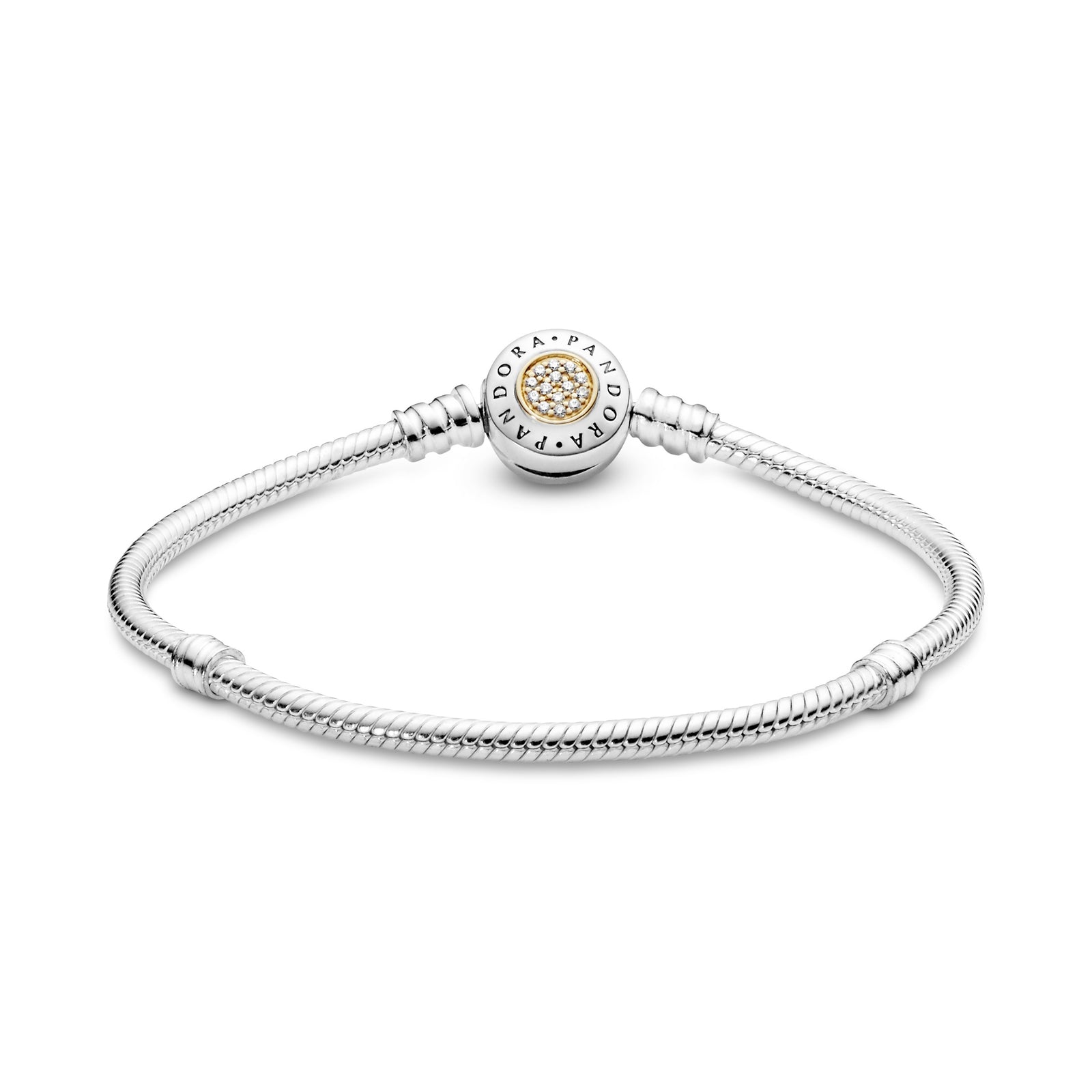 PANDORA logo silver bracelet with 14k and clear cubic zirconia Pandora Jordan