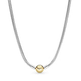 Silver necklace with round clasp in 14k