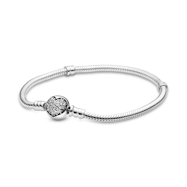 Silver bracelet with clear cubic zirconia