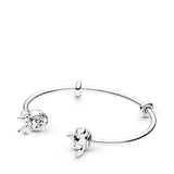Disney open silver bangle with silicone stoppers and Mickey & Minnie interchangeable end caps