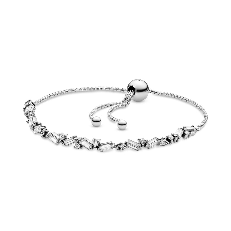 Ice cube silver bracelet with clear cubic zirconia