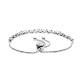 Ice cube silver bracelet with clear cubic zirconia
