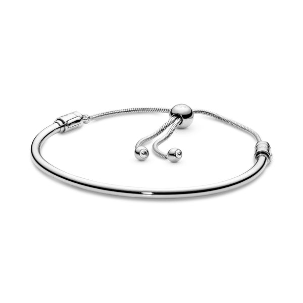 Silver bangle with clear cubic zirconia and sliding clasp