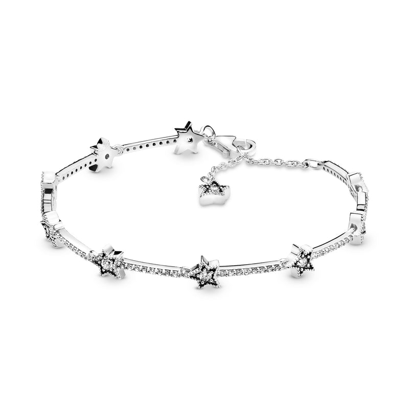 Star sterling silver bracelet with clear cubic zirconia