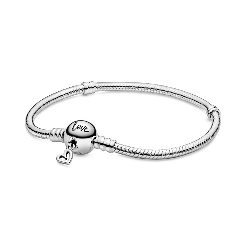 Snake chain sterling silver bracelet with round clasp