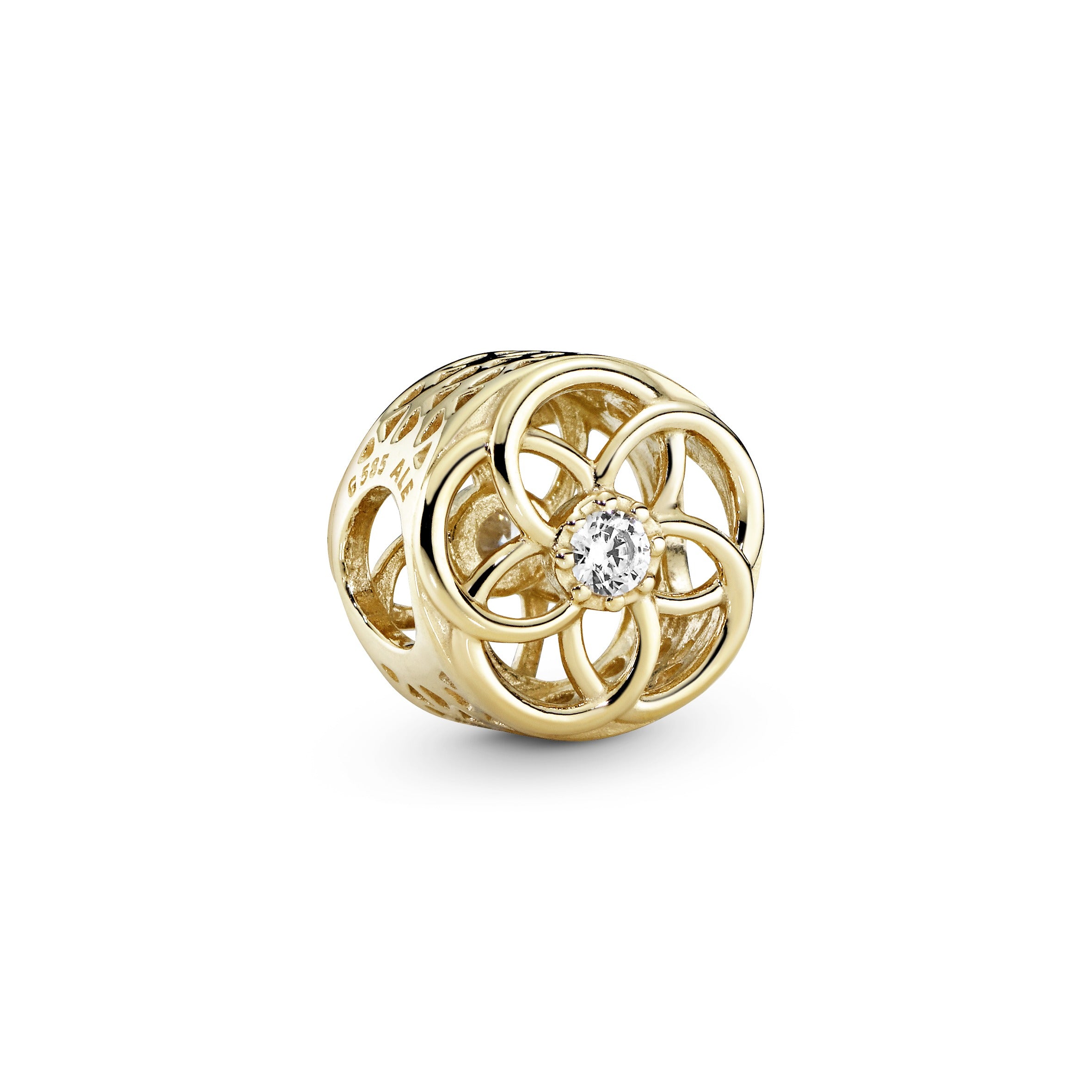 Charm in 14k with clear cubic zirconia