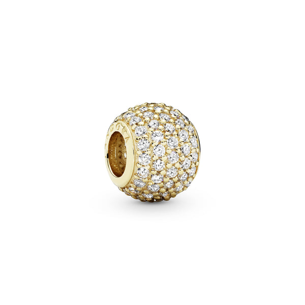 Abstract pave gold charm with cubic zirconia