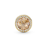 Abstract 14k Gold Plated  charm with clear and light golden coloured cubic zirconia