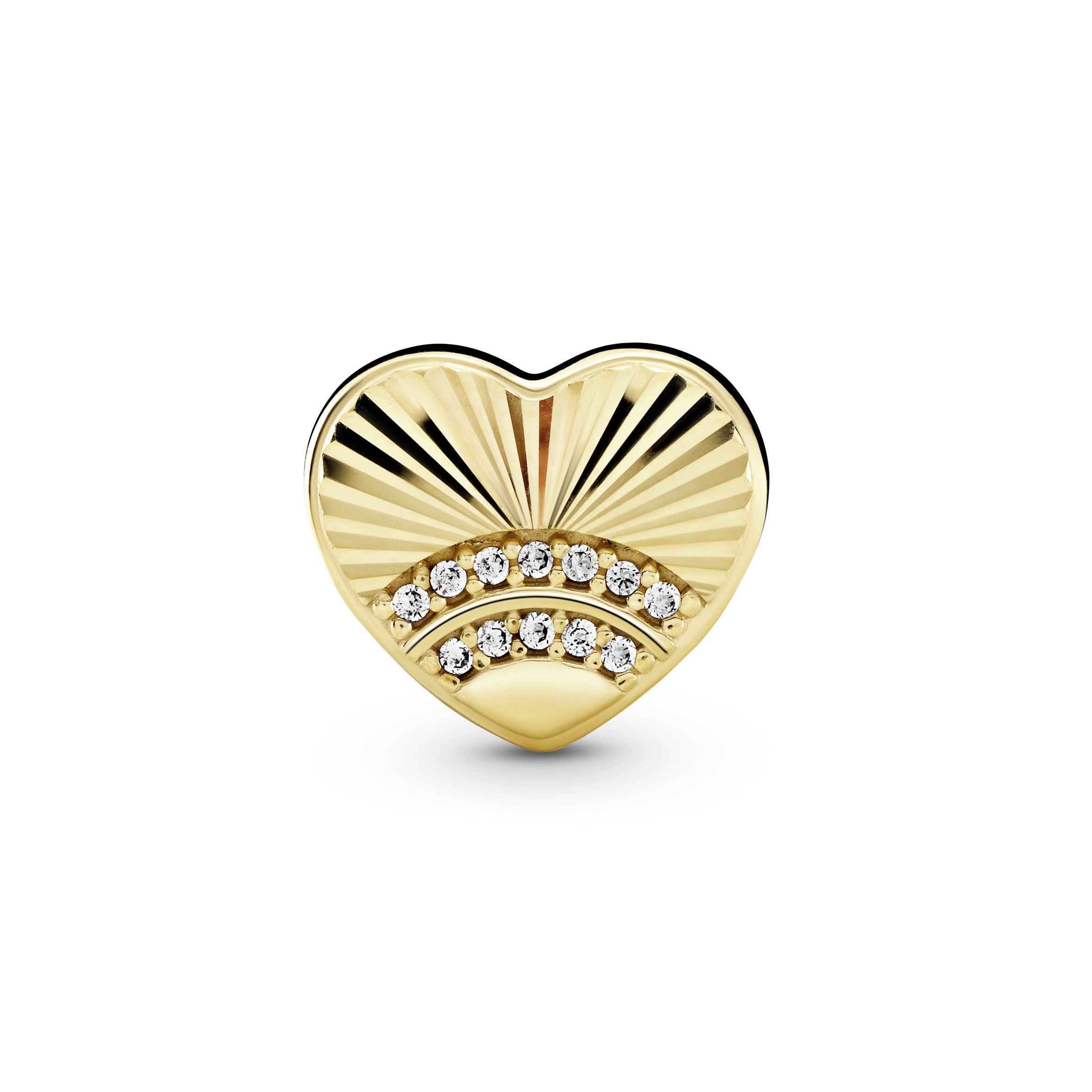 Heart 14k Gold Plated  charm with clear cubic zirconia
