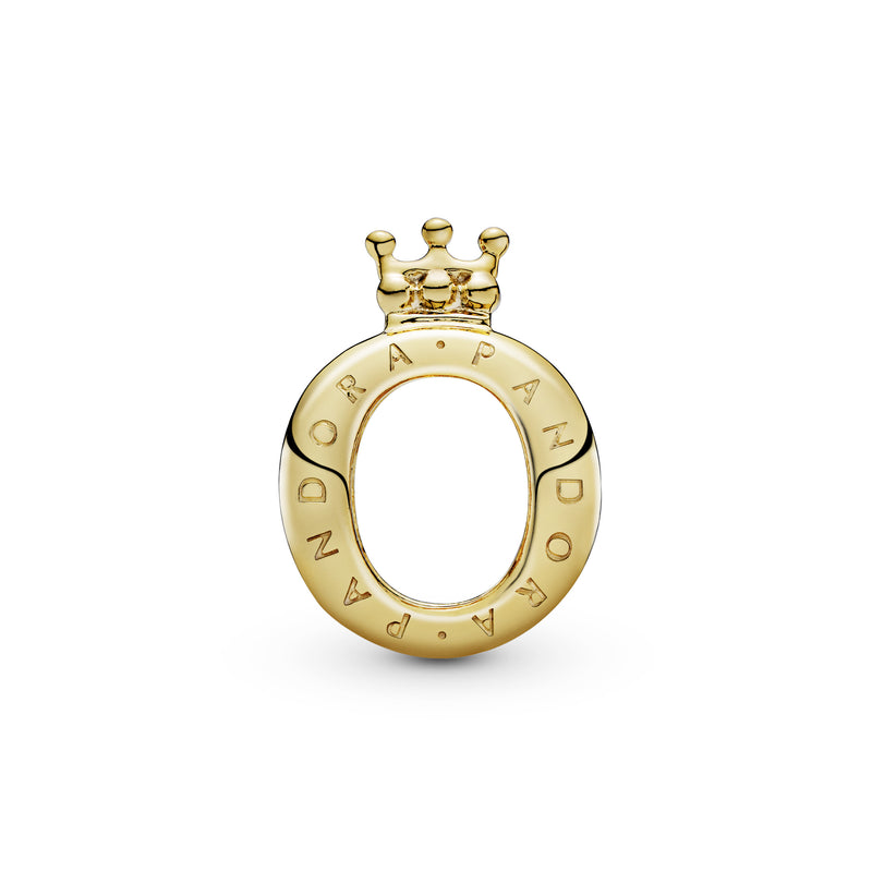 14k Gold Plated  crown O charm