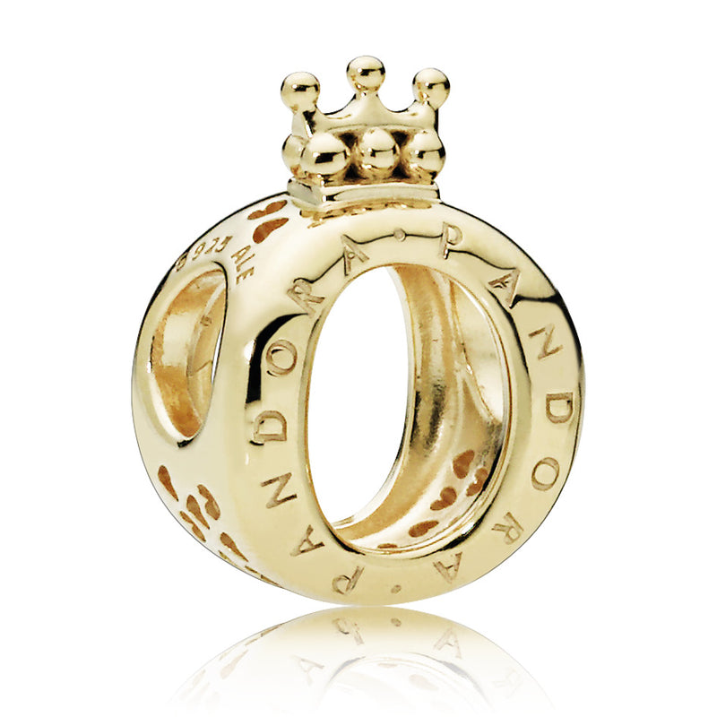 14k Gold Plated  crown O charm