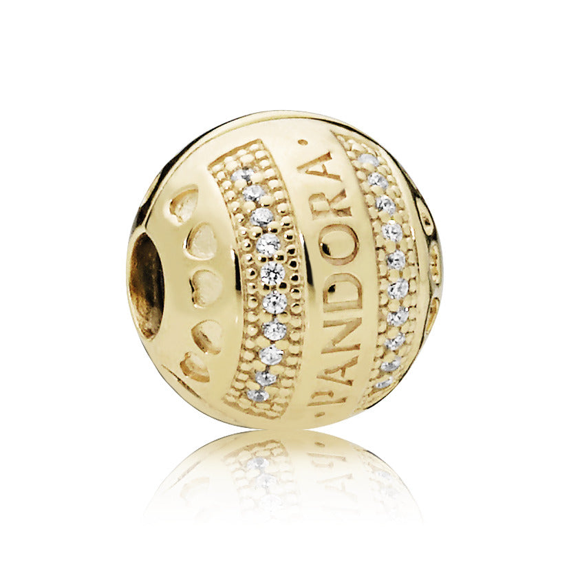 14k Gold Plated  logo clip with clear cubic zirconia and silicone grip