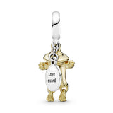 Scarecrow 14k Gold Plated  and silver dangle with clear cubic zirconia