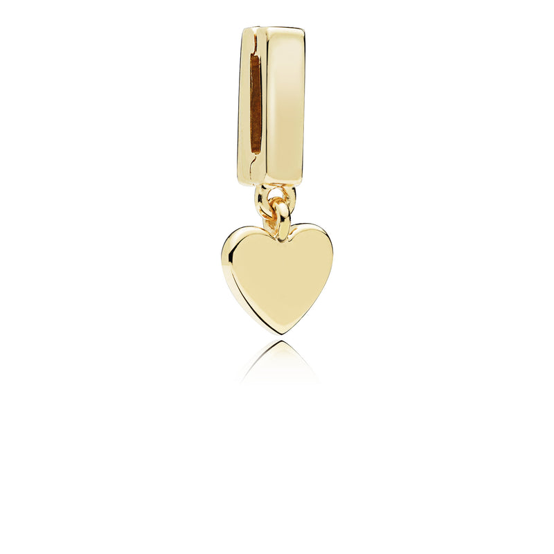 PANDORA Reflexions dangling heart clip charm in 14k Gold Plated