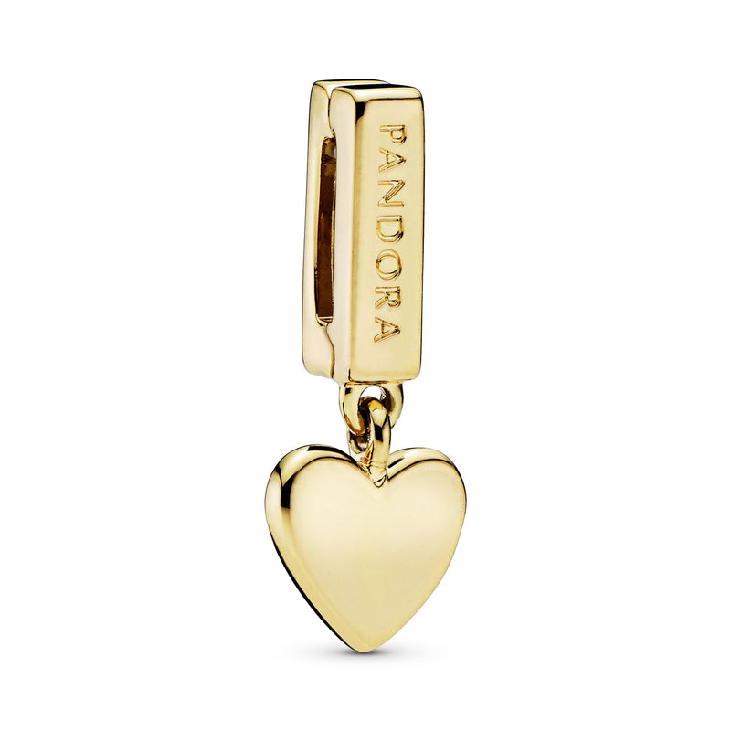 PANDORA Reflexions dangling heart clip charm in 14k Gold Plated