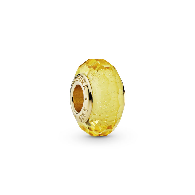 14k Gold Plated  with iridescent and faceted golden coloured  Murano glass