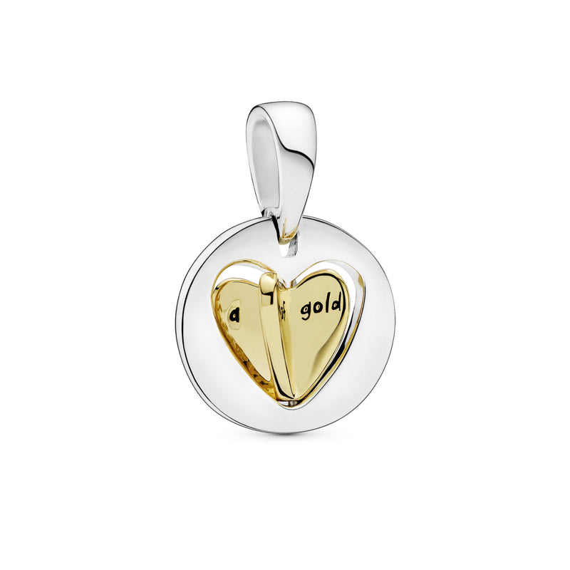 Spinning heart 14k Gold Plated  and silver dangle